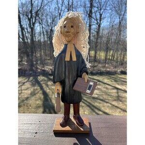 Rare Vintage Believed To Be Romer Italian Carved Wood Lawyer  and Judge Figurine